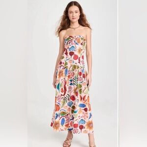 Farm Rio Bright Farm Beige Strapless Maxi Dress. NWT. Never worn.